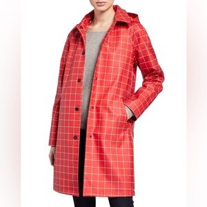 Jane Post Red Grid Trench Coat
